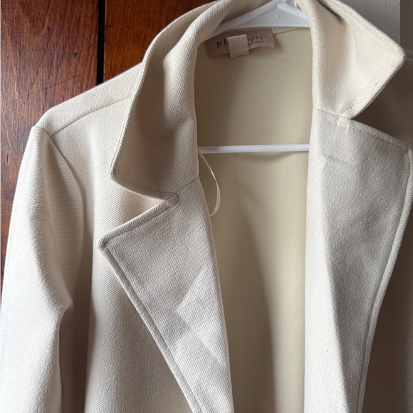 Philosophy Cream Longline Open-Front Trench Coat - Picture 2 of 3